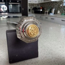 Swagger Stick Black Wooden Pole Silver Coloured Handle Set With Anchor Button