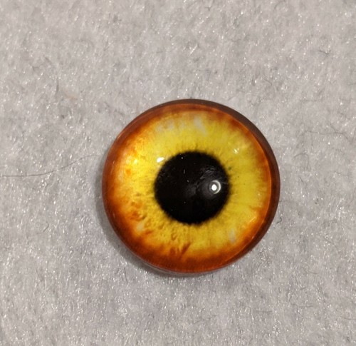 Amber yellow glass cabachon - glass,