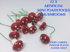 12 X MINI TOADSTOOLS  - EASTER CRAFT FAIRY GARDEN INDOOR PLANT ACCESSORIES ART