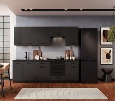 Kitchen Cabinets 8 Units Complete Kitchenette Small Set 240cm Black Grey Anika