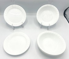Set Of 8 Corelle Vitrelle White Swirl 7.25" Bread Plates And Bowls