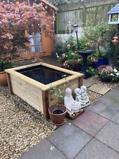 Raised Garden Pond w/ Seat Top Decorative Water Feature 130x90x54cm Ready To Use