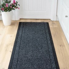 Non Slip Hall Runner | Dark Grey Office Mats | Long Hallway Rug | 66cm Width UK