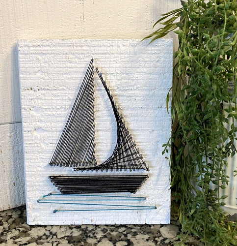 String art sailboat - art, nautical