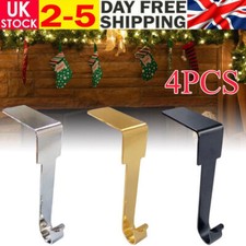 4pcs Christmas Stocking Holders Fireplace Metal Hooks Hanger Christmas Stocking