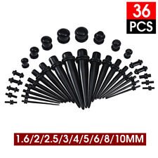 36pcs Acrylic Ear Plugs Expander Kit Taper Stretcher Gauges Stretching Set