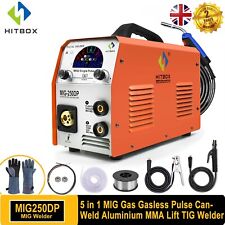 HITBOX 6 IN 1 Pulse Aluminum MIG Welder 250A TIG MMA Welding Machine Gas No Gas