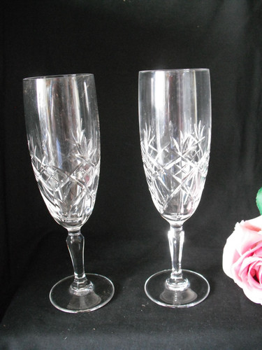 Pair pretty lead crystal - of,