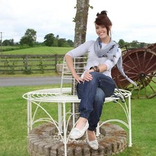 French Cream Deluxe Iron Half Garden Tree Seat