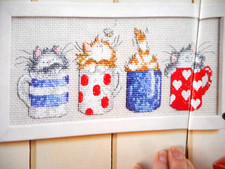 MARGARET SHERRY. COFFEE & CUDDLES. 4 CROSS STITCH CHARTS. FOR CHARITY 🎁