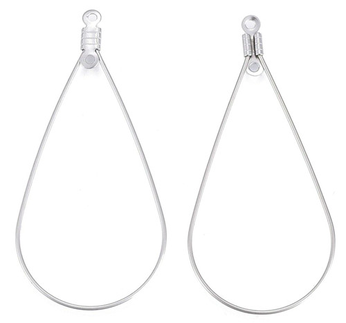 Silver coloured teardrop hoop - coloured,