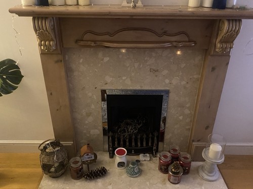 Gas fire with - fire, marble
