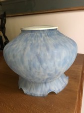 FANTASTIC VINTAGE PALE BLUE GLASS LAMPSHADE