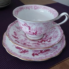 Royal Albert Mikado Pink Tea Cup Saucer Plate Trio Set Bone China Vintage