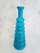 Vintage blue Glass Bubble Bud Vase Single Stem Vase 12" marked GAO  M1.