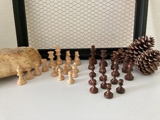 824⚜️Felted Wooden Chess Pieces Complete Henri Chavet 141/3