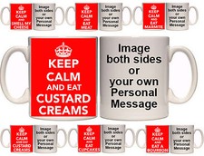 KEEP CALM AND EAT PERSONALISED MUG AND COASTER (FO1) 11oz - 15oz GIFT