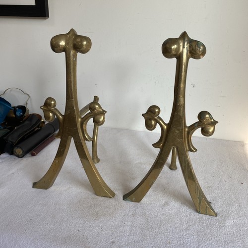 Pair vintage brass - brass, fire