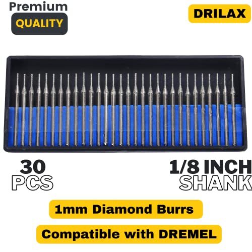 30x 1mm diamond drill bits - 1mm, for
