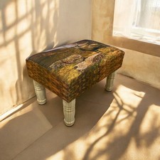 Stag Printed Linen Footstool