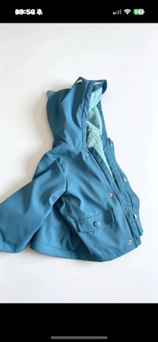 Blue hooded lined fleece rain - hooded,