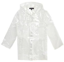Shelikes Ladies Girls Transparent Clear Black Waterproof Raincoat Rain Mac