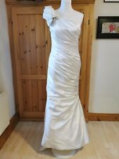 Wedding Dress, Ronald Joyce Designer, Ivory, Satin, Mermaid, One shoulder Cape 