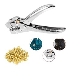 Eyelet Punch Tool Plier Hole Maker Leather Craft Kit with 100pcs Gold Eyelets