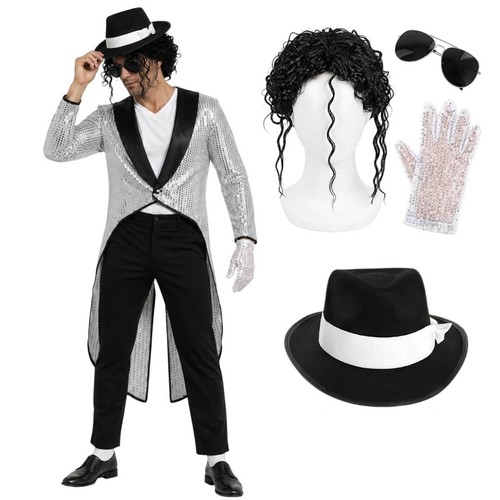 Adult silver sequin pop icon - silver,