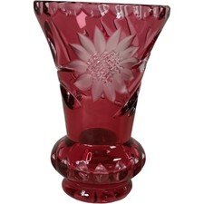 Etched Small Ruby Red Glass