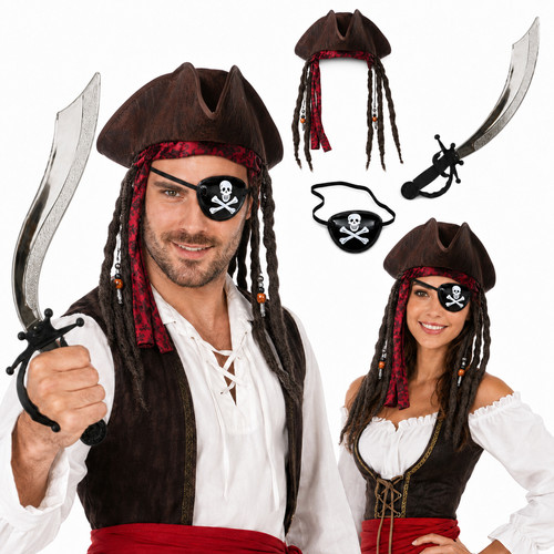 Pirate hat hair sword - hair, eye