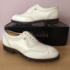 NEW FootJoy Classics White Leather brogue wingtip golf shoes Men's 8E *Seve!