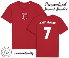 Denmark Flag T-Shirt 2024 Personalised Name & No Adult Kids Baby, Football Euro