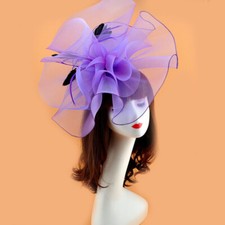 Hat Fascinator Cilp Party Wedding Royal Ascot Race LARGE Feather Flower Hair New