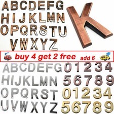 3D A-Z Letters Numbers Self-Adhesive Stickers Door House Mailbox Plaques Signs
