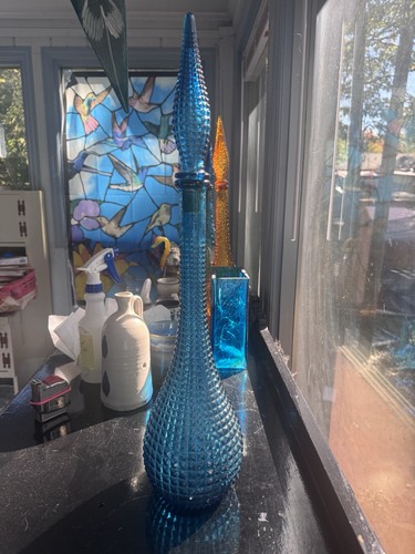 Vintage blue glass decorative - blue,