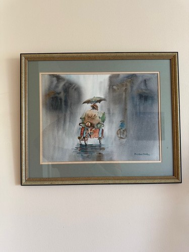 Signed framed watercolour - signed,
