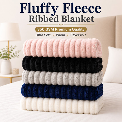 Fluffy fleece blanket ribbed - blanket,