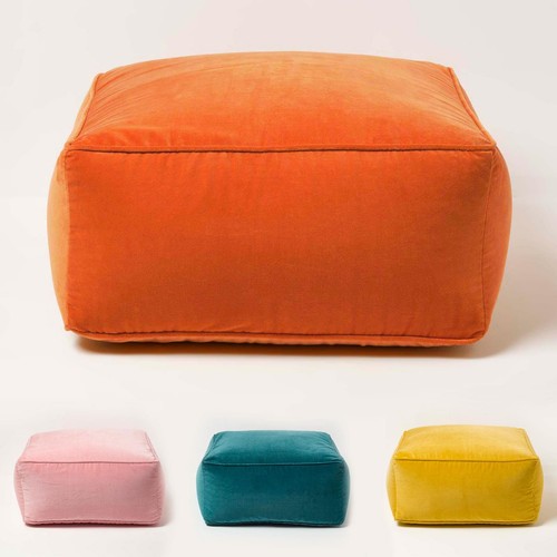 Velvet pouffe cube - velvet, bean