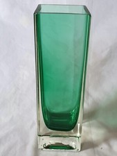Stunning modernist form sea green glass vase, probably Scandinavian
