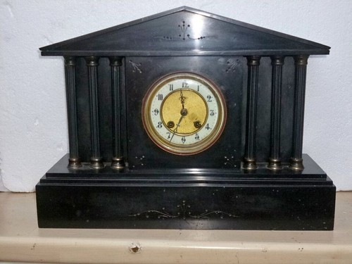 Victorian black slate mantel - black,