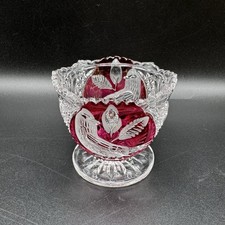 Hofbauer Byrdes Candy Bon Bon Dish Glass Red Cranberry Ruby