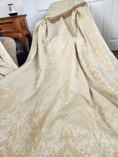 Gold damask sateen curtains - gold,