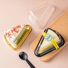50xPlastic Triangle Cake Box Cake Slice Container Cheesecake Pie Box Clear Lid.