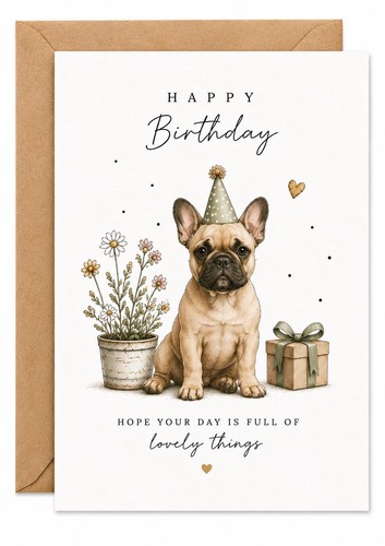 French bulldog birthday card - bulldog,