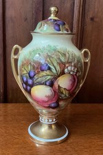 Beautiful Vintage Aynsley Bone China Orchard Gold Lidded Urn Signed D Jones 6.5”
