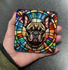 Stunning French Bulldog Dog Stained Glass Effect Square Coaster Tea Coffee Gift