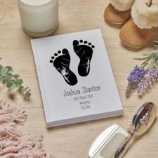 Personalised Baby Record Book Keepsake Milestone Journal Footprint BJO-3