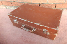 Vintage Brown Leather Suitcase Possible 1930s to 1940s Luggage Trunk Case