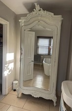 Vintage French Style Painted Double Armoire Wardrobe off white 